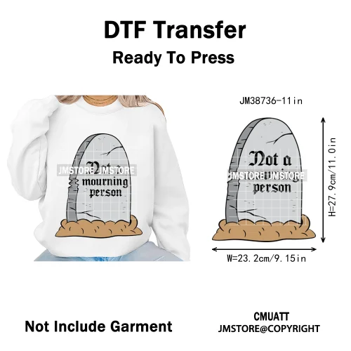 Funny Spooky Season Skelleton Coffin Break Sarcastic Halloween Puns Iron on DTF Transfer Sticker Ready to Press for Clothes Bags