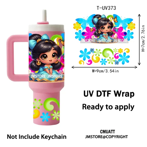 Baby Princess Butterfly Coquette Bow UV DTF Mini Tumbler Keychain Wraps Ready To Apply Transfer Stickers Prints Waterproof Decal