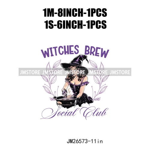 Custom Spooky Season Witch Girl Social Club Halloween Resting Witch Face DTF Iron On Transfer Sticker Ready To Press For Hoodies