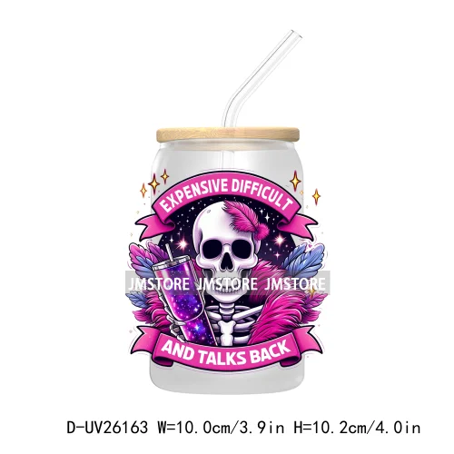 Antisocial Snarky Skeleton Skull UV DTF Transfer Stickers Decals For Libbey Cold Cups Mugs Durable Waterproof Custom Logo Labels