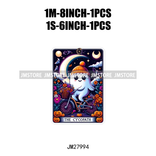 Spooky Halloween Tarot Card Pumpkin Skeleton Ghost Flower Iron On DTF Transfers Stickers Ready To Press For Sweatshirt Bags