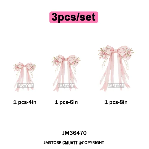Floral Love Season Coquette Bow Wedding Party Vibes Decals Iron on DTF Washable Transfers Stickers Ready to Press for Dresses
