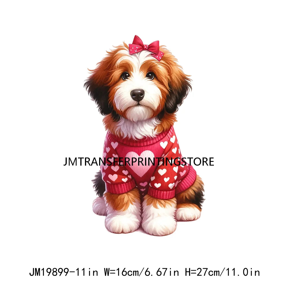 Puppy Valentine's Day Animal Love Cute Dog Heat Press Iron On DTF Heat Transfers Stickers Ready To Press For Shirts