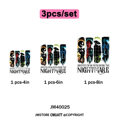 Halloween Horror Party Cartoon Friends Nightmare Spooky Vibes Iron on DTF Washable Transfers Stickers Ready to Press for Clothes