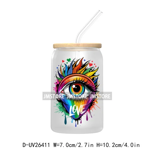 Pride Love Rainbow Heart UV DTF Transfer Stickers Decals For Libbey Cold Cups Mugs Durable Waterproof Custom Logo Label Best Gay