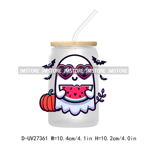 Funny Witch Ghosts Halloween Bat UV DTF Transfer Stickers Decals For Libbey Cold Cups Mugs Tumbler Waterproof Craft Spooky Vibes