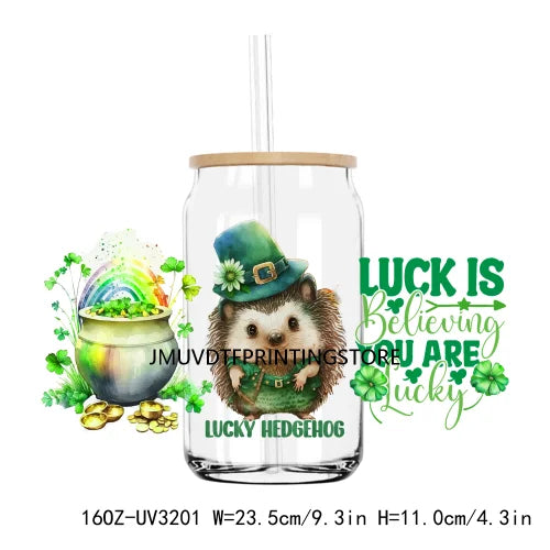 St. Patrick's Day Animals 16OZ UV DTF Cup Wrap Transfers Stickers Custom Labels DIY Waterproof Logo For Libbey Glass Can