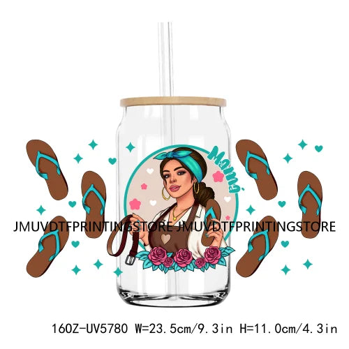 Chingona Chicana Mom 16OZ UV DTF Cup Wrap Transfer Stickers Chibi Mama Custom Label Durable Waterproof Logo For Libbey Glass Can