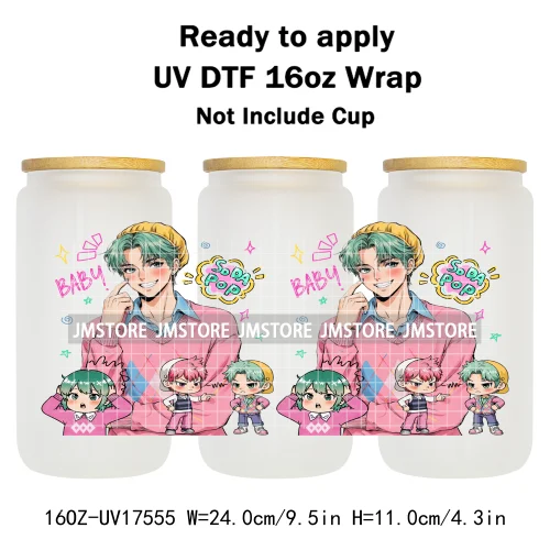 Kpop Demon Boy Band Soda Pop Hunter Girls 16OZ UV DTF Cup Wraps Ready To Apply Waterproof Transfer Stickers For Libbey Glass Can