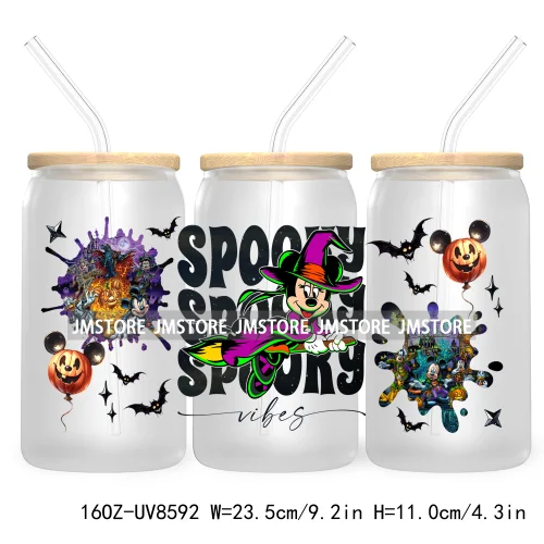 Spooky Vibes Halloween Princess 16OZ UV DTF Cup Wrap Transfer Stickers Custom Label Durable Waterproof Logo For Libbey Glass Can