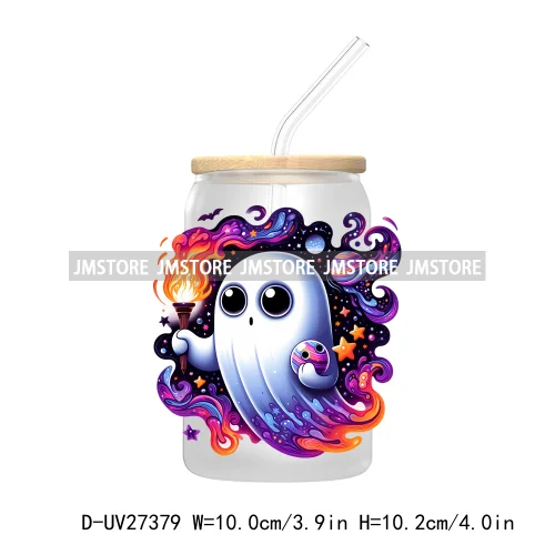 Funny Witch Ghosts Halloween Bat UV DTF Transfer Stickers Decals For Libbey Cold Cups Mugs Tumbler Waterproof Craft Spooky Vibes