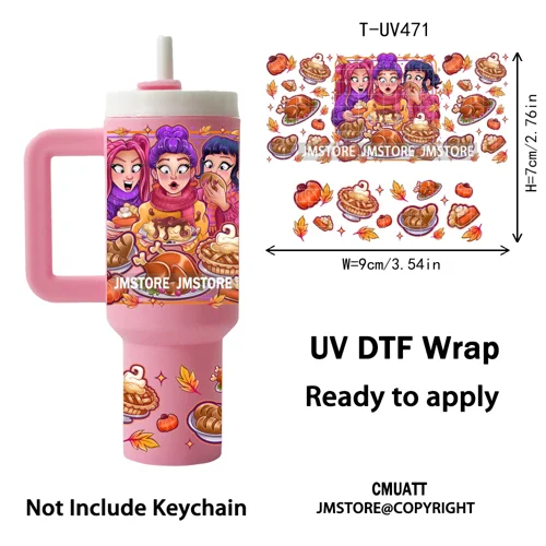 Cartoon Movie Thanksgiving Christmas UV DTF Keychain Wraps Ready To Apply Durable Custom UV Stickers For Mini Tumbler Keychain