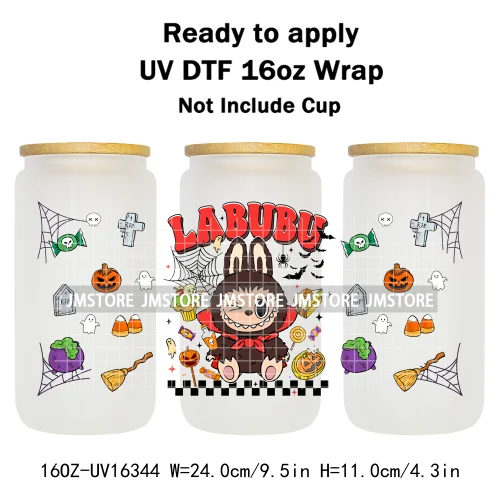 Spooky Doll Monster Characters UV DTF Stickers Fall Pumpkin Halloween Ready to Transfer Cup Wrap For Libbey Can Glass Tumblers