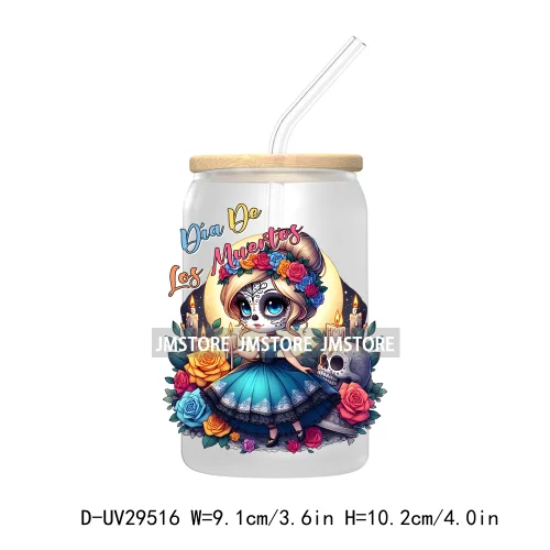 Mexican Culture Day Of The Dead UV DTF Transfer Stickers Decals For Libbey Cold Cups Mugs Tumbler Festive Mexico Sugar Skull