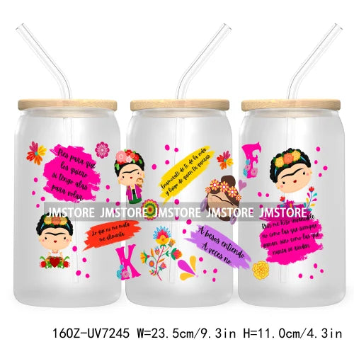 Latina Girl Power Mexican Culture 16OZ UV DTF Cup Wrap Transfers Stickers For Libbey Glass Can Cups Tumbler Waterproof Craft