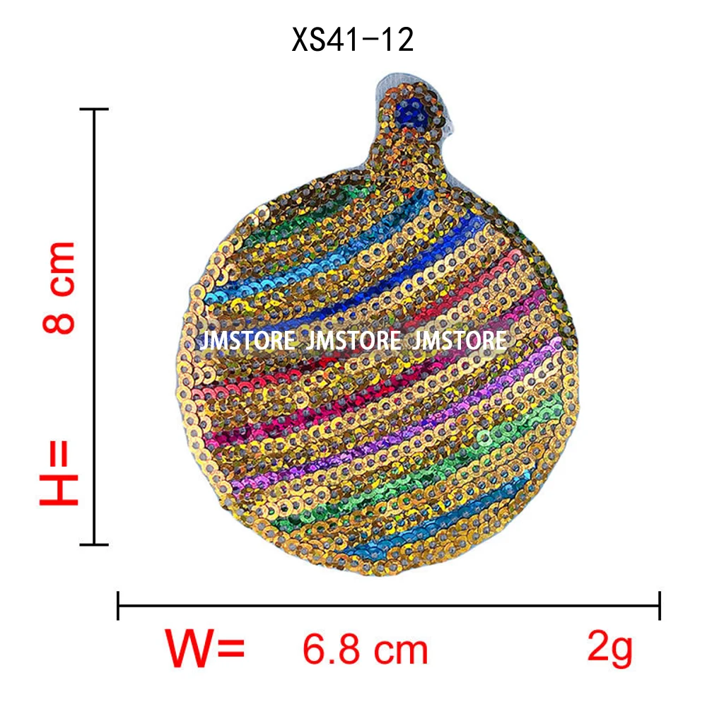 Sequin Christmas Light Bulbs Beads Decorate Holiday Vibes Chenille Applique Iron on Heat Press Patches for Sweatshirt Bags