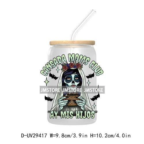 Mexican Latina Halloween Spooky Ghost UV DTF Transfer Stickers Decals For Libbey Cold Cup Mug Tumbler Label Coquette Girly Skull