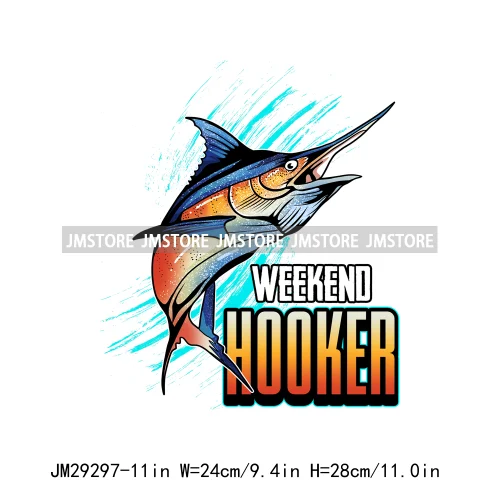 Happy Fishing Quotes Fisherman Weekend Hooker Reel Cool Dad Father Iron On DTF Transfers Stickers Ready To Press For T-shirts