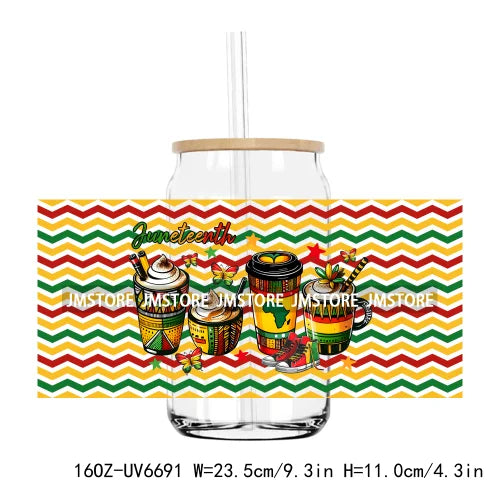 1865 Vibes Juneteenth Sunflower 16OZ UV DTF Cup Wrap Transfer Stickers Custom Label Durable Waterproof Logo For Libbey Glass Can