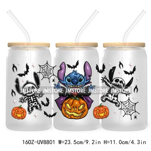 3D Horror Halloween UV DTF Sticker For 16OZ Libbey Glass Cup Can Wrap Transfer Stickers Custom Label DIY Logo Cartoon Blue Koala