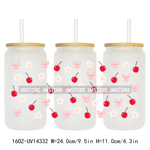 Butterfly Spring Flowers Coquette 16OZ UV DTF Cup Wraps Ready To Apply Waterproof Transfer Stickers For Libbey Glass Can Tumbler