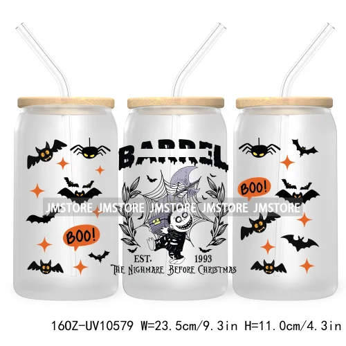 Horror Princess Halloween 16OZ UV DTF Cup Wrap Transfer Stickers Movie Killers Custom Labels For Libbey Glass Can Trick Or Treat