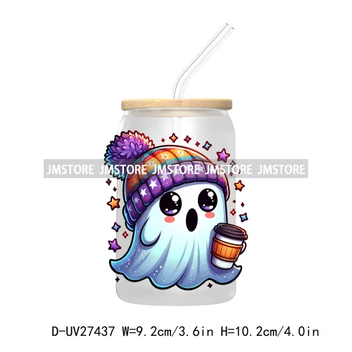 Cute Bougie Ghost Boo Halloween UV DTF Transfer Stickers Decals For Libbey Cold Cup Mug Tumbler High Quality Fall Pumpkin Season