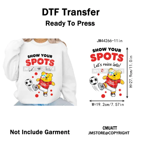 Cute Cartoon Bear Children in Need Charity Raising Kids Iron on Washable DTF Heat Transfers Stickers Ready to Press for Textiles