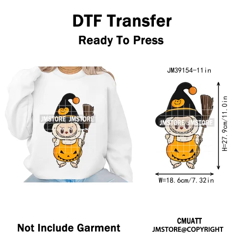 Sorat Sweet Sorat Spooky Cartoon Monster Halloween Designs Iron on DTF Washable Transfers Stickers Ready to Press for Hoodies