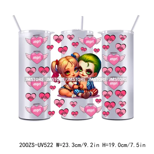 Couple Horror Character Cartoon 20OZ Straight Skinny Tumbler Wrap UV DTF Cup Wraps Custom Label Transfer Sticker Waterproof Logo