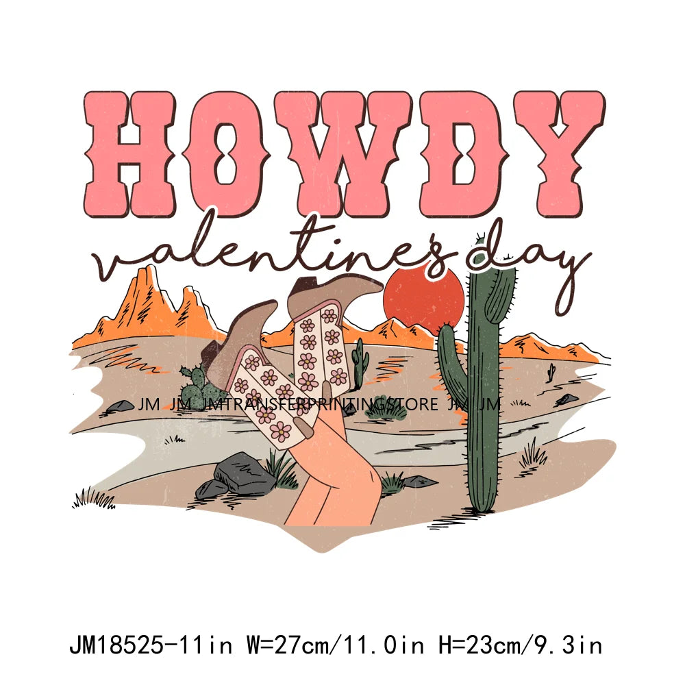 Western Howdy Honey Valentine DTF Decals Cowgirl Cowboy Candy Heart Love Music Cassettes DTF Heat Transfer Stickers For Hoodies