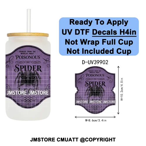 Spooky Halloween Witch Brew Bottle Label Set UV DTF Transfer Stickers Decals Ready To Apply Waterproof For 16OZ Libbey Glass Can