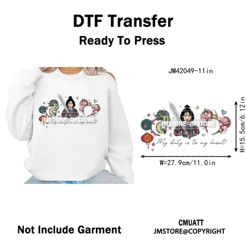 Retro Cartoon Magical Princess Girly Bow Mouse Ears Headbands Iron on DTF Washable Transfers Stickers Ready to Press for Hoodies