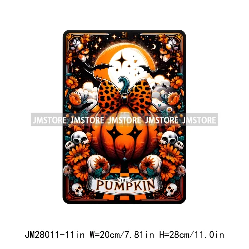 Custom Spooky Season Ghost Cycopath Skull Halloween Tarot Card DTF Iron On Heat Press Transfer Stickers Printing For Hoodies