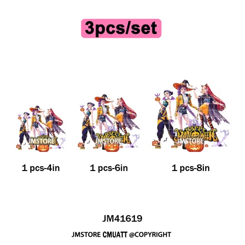 Happy Hunting Halloween Kpop Pumpkin Witch Boys Girl Dinner Iron on DTF Washable Transfers Stickers Ready to Press for T-shirts