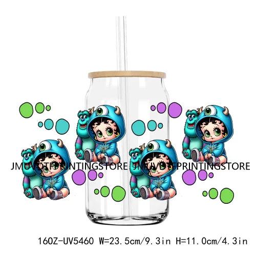 Popular Cartoon Character Sport 16OZ UV DTF Cup Wrap Transfer Stickers Custom Label Durable Waterproof Logo For Libbey Glass Can