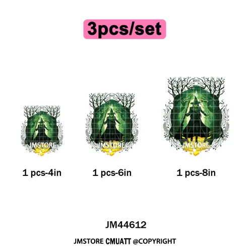 Pink and Green Magic Broomstick Witches Movie Fans Iron on Washable DTF Heat Transfers Stickers Ready to Press for Sweatshirts