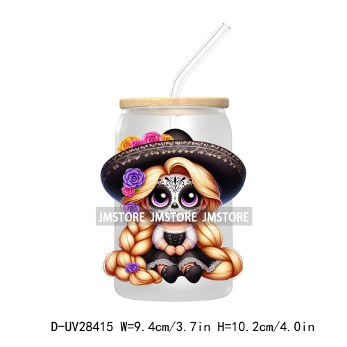 Mexican Little Princess UV DTF Transfer Stickers Decals For Libbey Cold Cups Mugs Tumbler Waterproof Craft Day of the Dead Girls