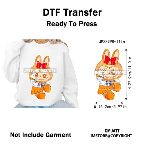 Colorful Monster Keychain Doll Character Designs Iron on DTF Washable Heat Transfers Stickers Ready to Press for T-shrits Bags