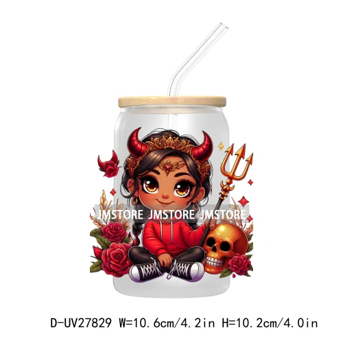 Halloween Latina Hispanic Girl UV DTF Transfer Stickers Decals For Libbey Cold Cup Mug Tumbler Waterproof Craft Sugar Skull Rose