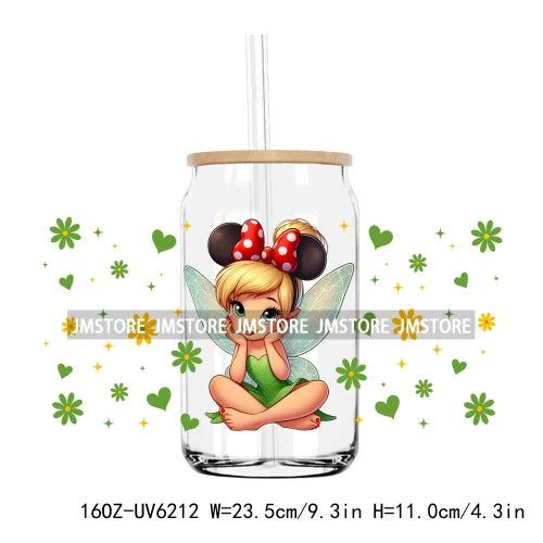 Cartoon Princess Coffee UV DTF Sticker For 16OZ Libbey Glass Cup Can Wrap Transfer Sticker Custom Print DIY Logo Magical Kingdom