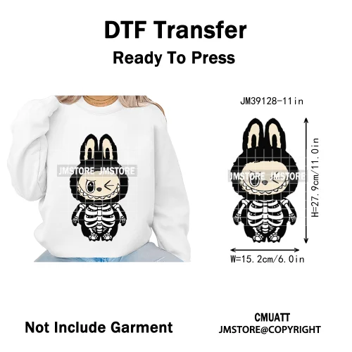 Cute Monster Cartoon Character Spooky Halloween Season Iron on DTF Washable Transfers Stickers Ready to Press for T-shirts Bags
