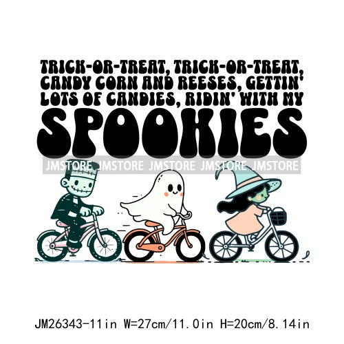 Funny Halloween Ghost Boogie Trick Or Treat Stay Spooky Printing Design DTF Iron On Transfer Stickers Ready To Press For Clothes