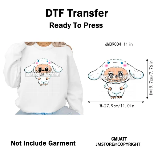 Colorful Monster Keychain Doll Character Designs Iron on DTF Washable Heat Transfers Stickers Ready to Press for T-shrits Bags