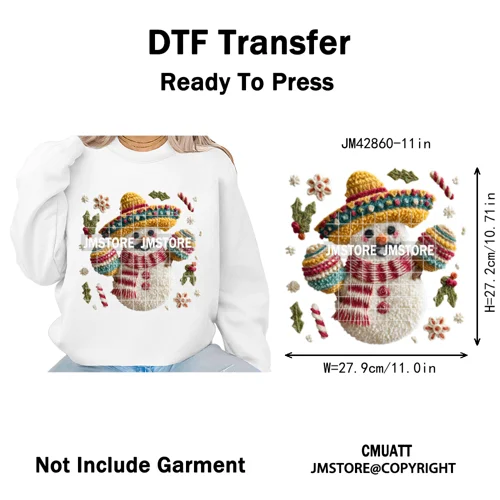 Faux Yarn Christmas Tree Cake Knitting Holiday Xmas Festive Iron on DTF Washable Transfers Stickers Ready to Press for T-shirts