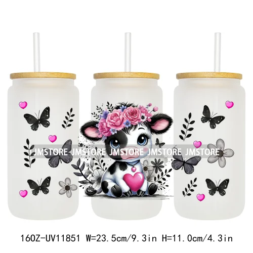 Western Puppy Cat Dog Valentines Day 16OZ UV DTF Cup Wrap Transfer Stickers Custom Labels Waterproof Logo For Libbey Glass Can