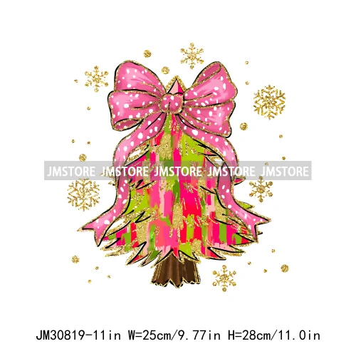 Merry Christmas Coquette Santa Candy Cane Tree Winter Holiday Basics Decals Iron On DTF Transfer Stickers Heat Press For Clothes