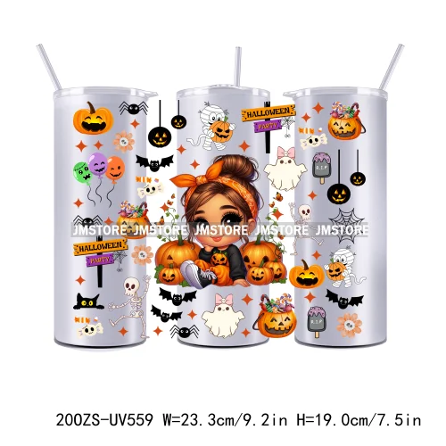 Latina Baby Halloween Pumpkin 20OZ Straight Skinny Tumbler Wrap UV DTF Cup Wraps Custom Labels Transfer Sticker Waterproof Logo