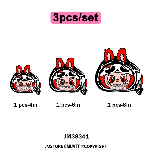 New Cartoon Costume Monster Dolls Lover DTF Printing Decals Iron on Washable Transfers Stickers Ready to Press for T-shirts