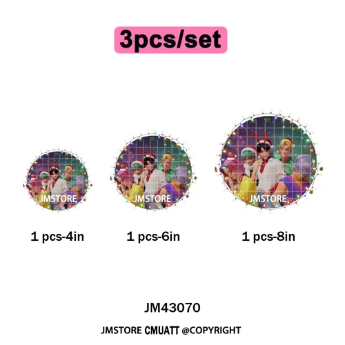 Cartoon Kpop Demon Music Anime Girly Merry Christmas Iron on Washable DTF Heat Transfer Stickers Ready to Press for T-shirts Bag